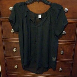 Sheer black short sleeve blouse